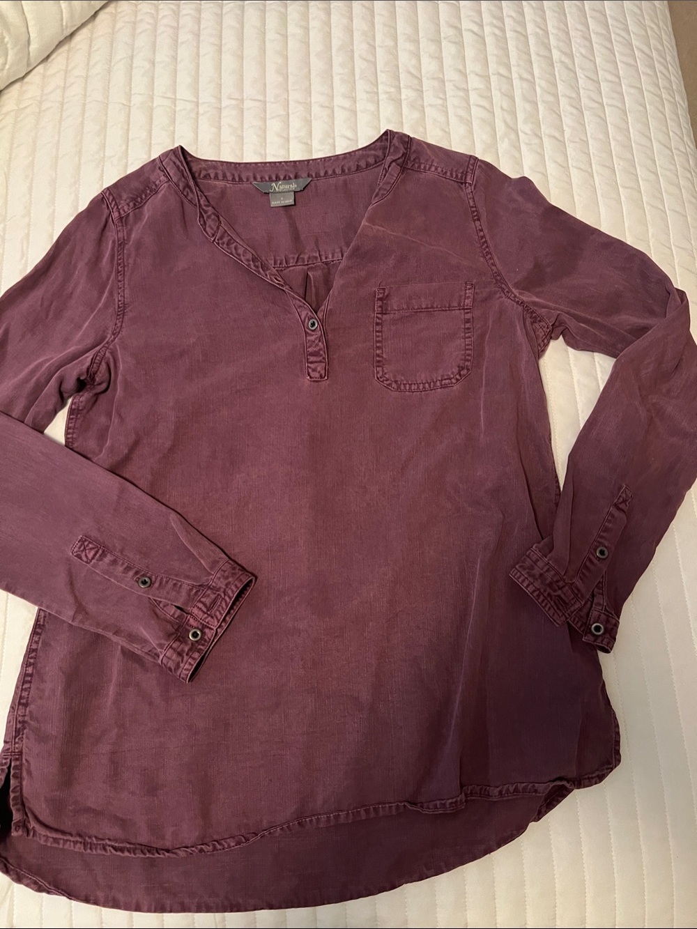 Eddie Bauer/Natural Reflections Wine-Purple Long Sleeve Henley Top